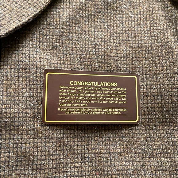 Vintage Men Levi’s Brown Tweed / Wool Lined Blazer Jacket 70s 80s 90s NWOT Retro - Picture 12 of 12